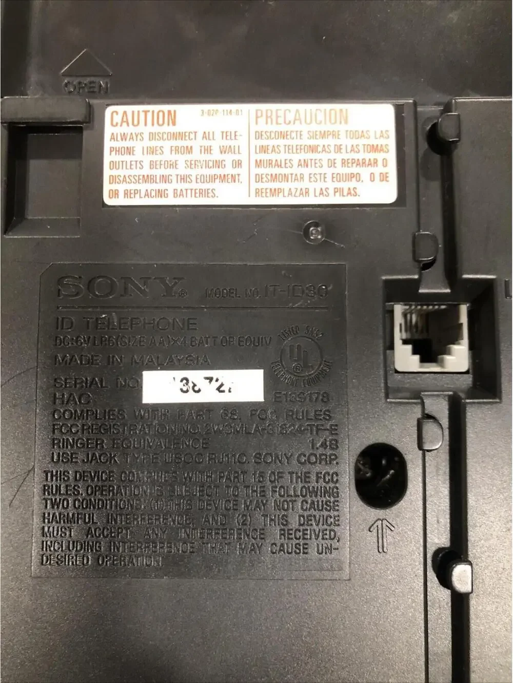 Sony IT-ID80 Caller ID Telephone. LCD Screen